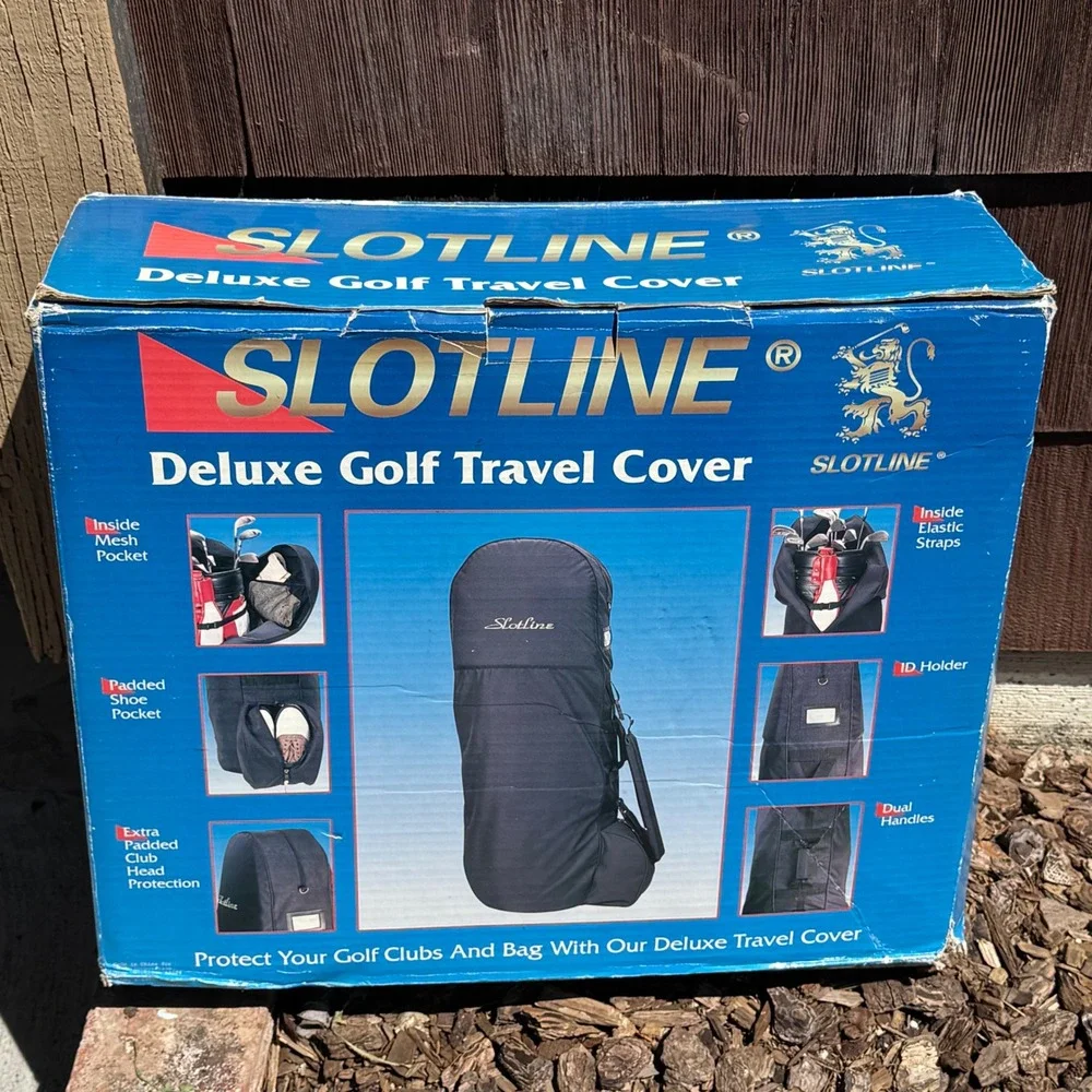 Slotline Deluxe‎ Golf Travel Cover Black Padded Club Protection Shoe Pocket NEW